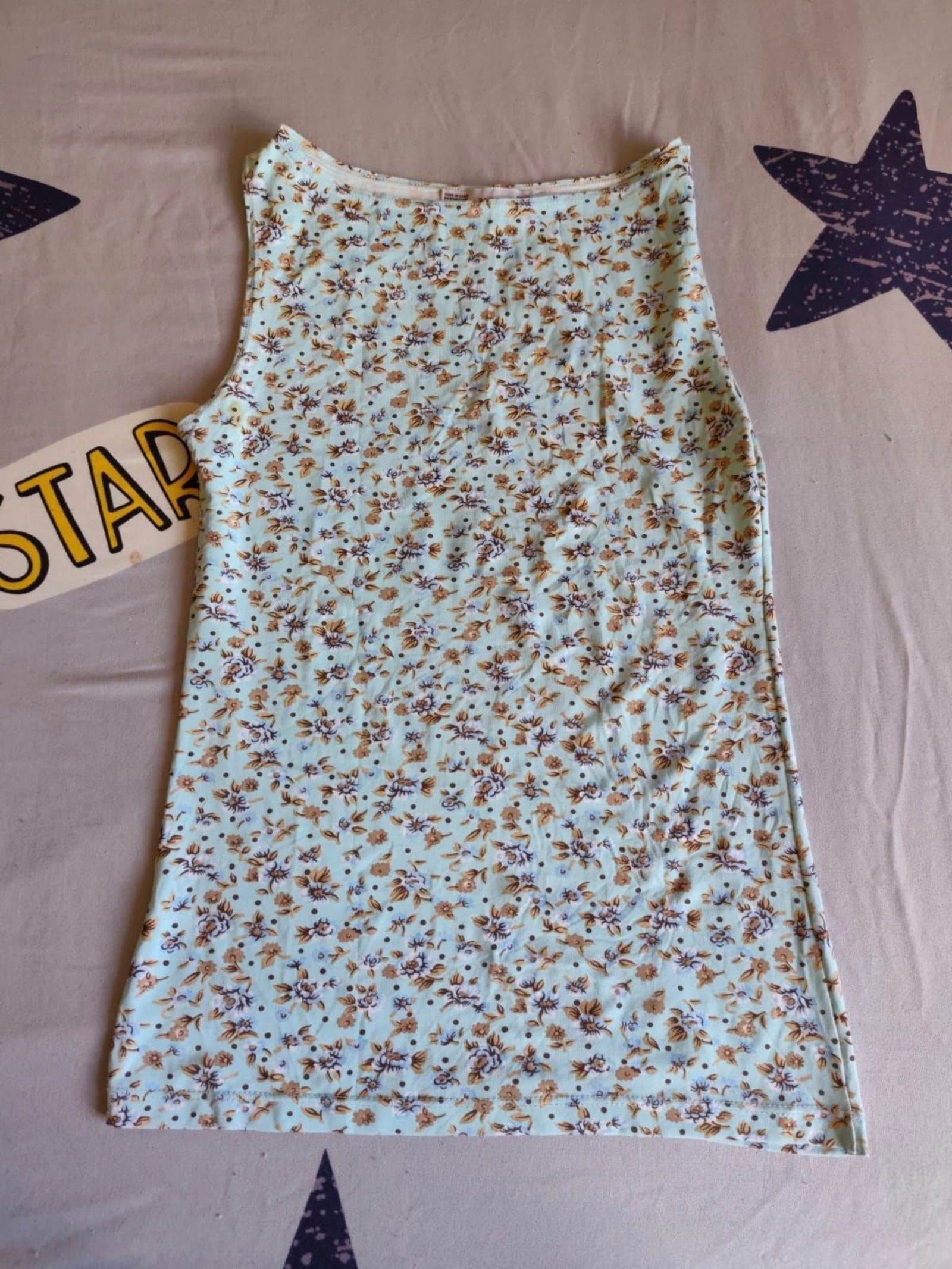 ZARA · Top tirantes floral verde agua, talla M